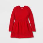 Toddler Girls' Crochet Sparkle Long Sleeve Dress - Cat & Jack Red