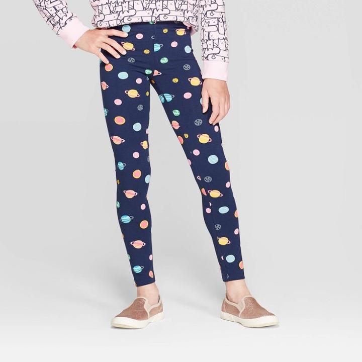 Girls' Space Print Leggings - Cat & Jack Navy