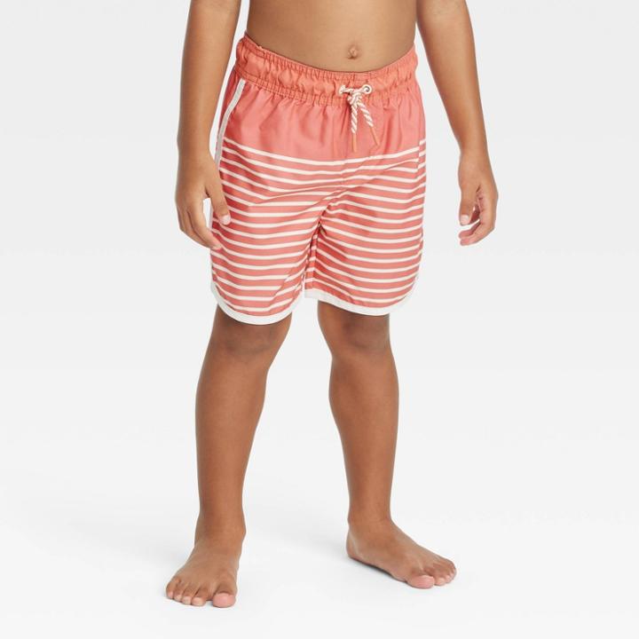 Toddler Boys' Striped Swim Shorts - Cat & Jack Orange