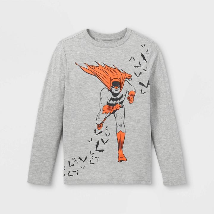 Warner Bros. Boys' Batman Long Sleeve Graphic T-shirt - Heather Gray