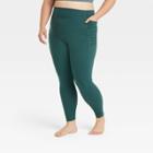 Women's Plus Size Brushed Sculpt Corded High-rise Leggings - All In Motion Turquoise Green