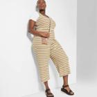 Women's Plus Size Striped Strappy Square Neck Knit Jumpsuit - Wild Fable 1x,