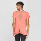 Women's Mesh And Tie Back T-shirt - C9 Champion Papaya Red M, Size: Medium, Orange Red