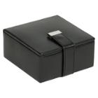 Wolf Compact 4 Compartment Cufflink Box - Black, Adult Unisex