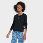 Girls' Henley Long Sleeve T-shirt - Art Class Black