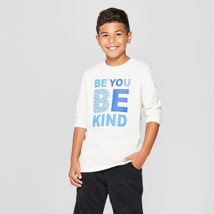 Boys' Be Kind Long Sleeve Graphic T-shirt - Cat & Jack White