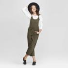 Women's Sleeveless Belted Overalls - Universal Thread Olive (green)
