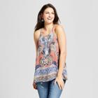 Women's Braided Strap Placed Print Tank - Knox Rose Coral