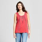 Women's Embroidered Side Lace Tank - Knox Rose Red
