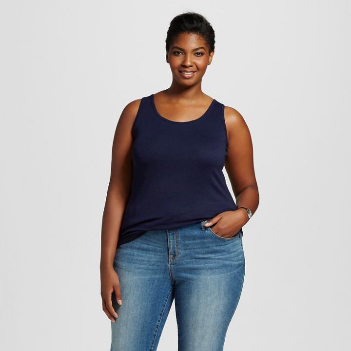 Women's Plus Size Basic Tank - Ava & Viv - Navy 3x, Size: