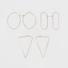 Wire Marquises, Oval, Triangle Hoop Earring Set 3ct - Wild Fable Gold