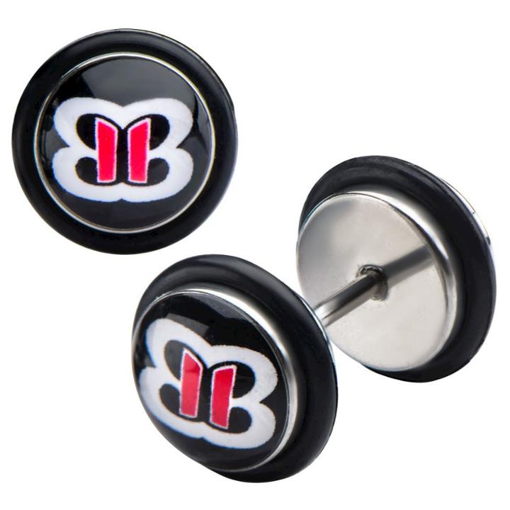 Women's Wwe Bella Twins Logo Stainless Steel Screw Back Earrings, Black/silver