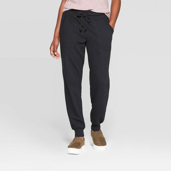 Women's Mid-rise 28 Regular Fit Fleece Jogger Pants - Universal Thread Black
