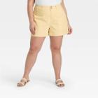 Women's Plus Size High-rise Utility Pocket Shorts - A New Day Light Yellow