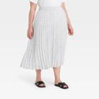 Women's Plus Size Midi Pleated A-line Skirt - A New Day White