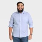 Men's Tall Striped Standard Fit Stretch Poplin Long Sleeve Button-down Shirt - Goodfellow & Co Amparo Blue