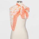 Women's Floral Print Square Crepe Scarf - A New Day Coral