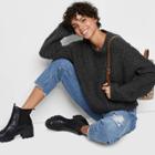 Women's Crewneck Waffle Knit Pullover Sweater - Wild Fable Charcoal Gray