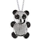 Distributed By Target Women's Sterling Silver Accent Round-cut White Diamond Pave Set Bear Pendant - White