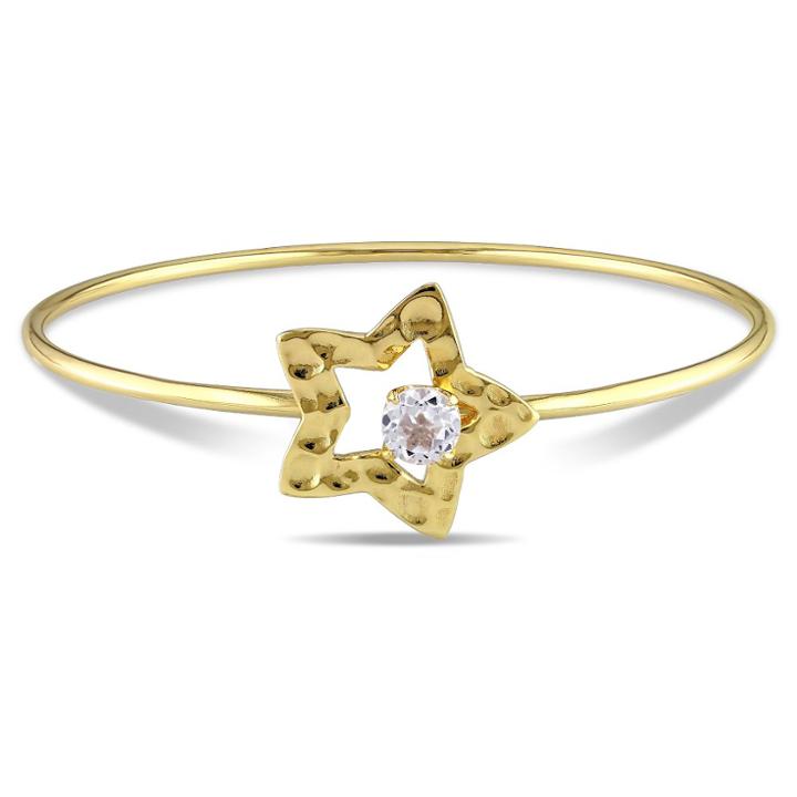 Distributed By Target 1 Ct. T.w. White Topaz Star Bangle Bracelet In Yellow Plated Sterling Silver - 8 - White, Women's