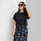 Women's Short Sleeve Relaxed Fit Cropped T-shirt - Wild Fable Black Xxs