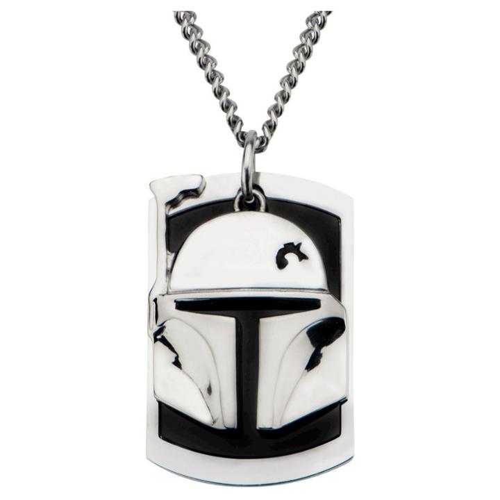 Men's Star Wars Bobba Fett Stainless Steel Dog Tag Pendant With Chain