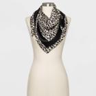 Women's Animal Print Silk Scarves - A New Day Black One Size, Women's
