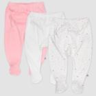 Honest Baby Girls' 3pk Organic Cotton Love Dot Footed Harem Pants - Pink