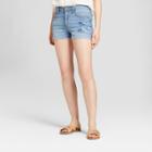 Women's High-rise Embroidered Jean Shorts - Universal Thread Light Wash