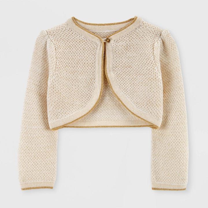 Toddler Girls' Holiday Cardigan - Just One You Made By Carter's Beige 2t, Girl's, Yellow