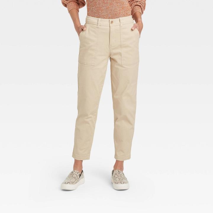 Women's High-rise Utility Ankle Pants - A New Day Tan