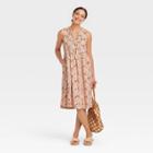 Women's Sleeveless Linen Tie-front Dress - Universal Thread Blush