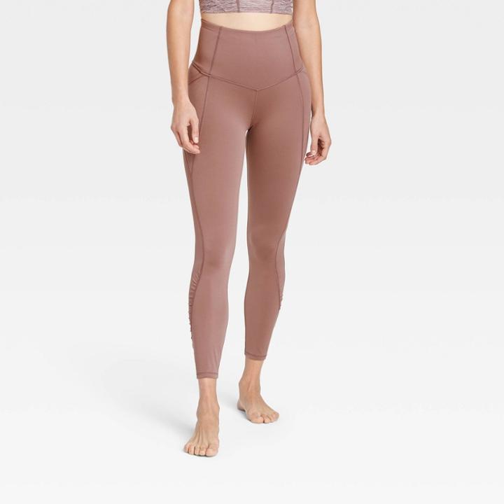 Women's Contour Shirred Brushed Back High-waisted 7/8 Leggings 25 - All In Motion Brown