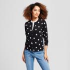 Women's Any Day Polka Dot Cardigan Sweater - A New Day Black/white
