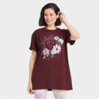 Modern Lux Women's Sun Short Sleeve Graphic T-shirt Dress - Burgundy Floral