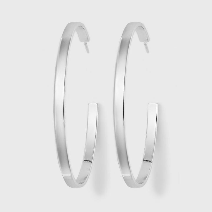 Silver Plated Flat Hoop Earrings - A New Day