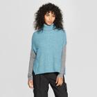 Women's Short Sleeve Turtleneck Tabard Sweater - Prologue Teal