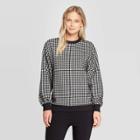 Women's Houndstooth Long Sleeve Crewneck Sweatshirt - Who What Wear Black S, Size: Small, Black/white