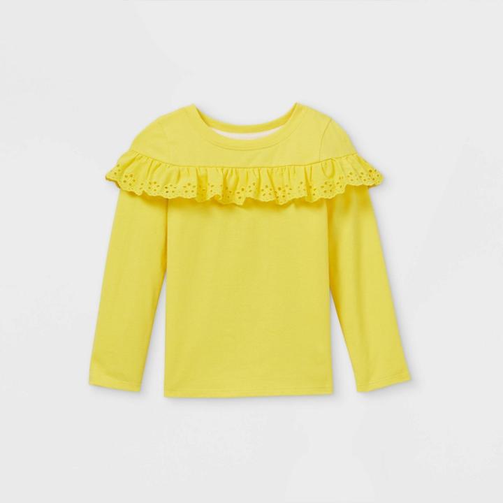 Toddler Girls' Eyelet Long Sleeve T-shirt - Cat & Jack Yellow