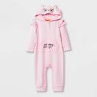 Baby Girls' Long Sleeve Polka Dots Owl Romper - Cat & Jack Pink Newborn, Girl's