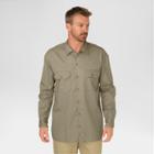 Dickies Men's Big & Tall Original Fit Long Sleeve Twill Work Shirt- Khaki (green)