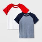 Petitetoddler Boys' 2pk Short Sleeve Baseball Raglan T-shirt - Cat & Jack Navy/red 12m, Toddler Boy's, Blue