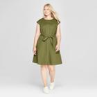 Women's Plus Size Shirt Dress - Ava & Viv Olive X, Green