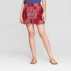Women's Printed Mid-rise Shorts - Knox Rose Red