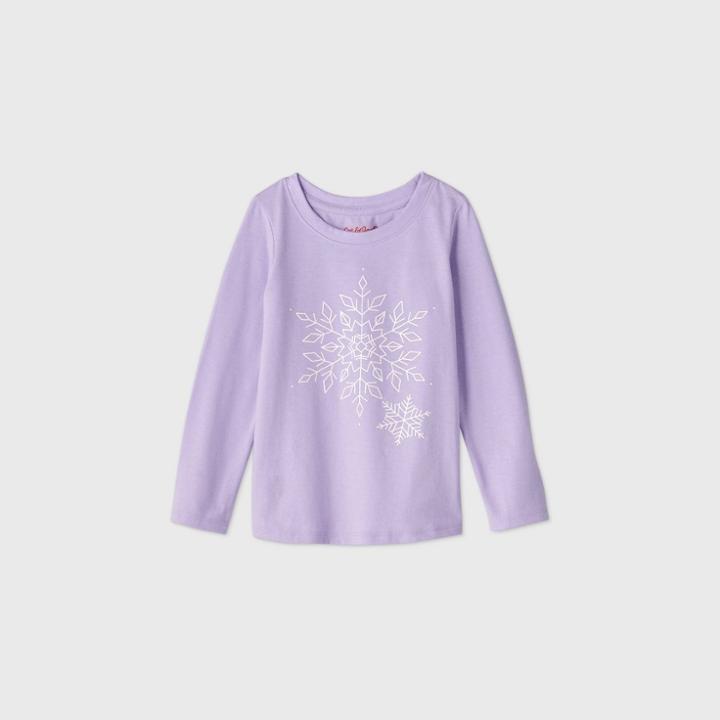 Toddler Girls' Glitter Snowflake Long Sleeve T-shirt - Cat & Jack Purple
