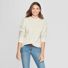 Women's Long Sleeve Cable Detail Pullover - Universal Thread Cream (ivory)