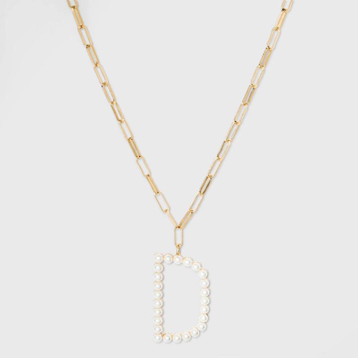 Sugarfix By Baublebar Pearl Initial D Pendant Necklace - Pearl, White