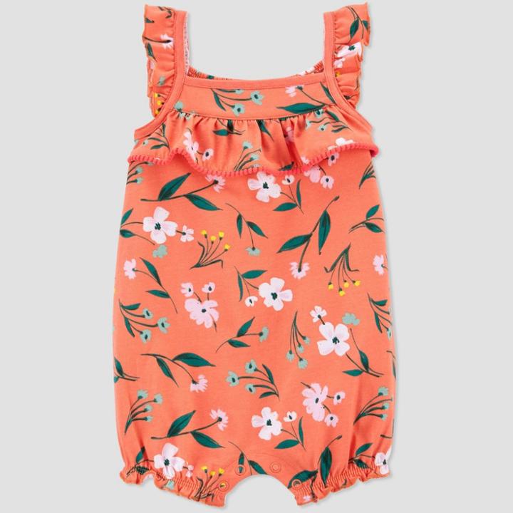 Baby Girls' Floral Romper - Just One You Made By Carter's Coral