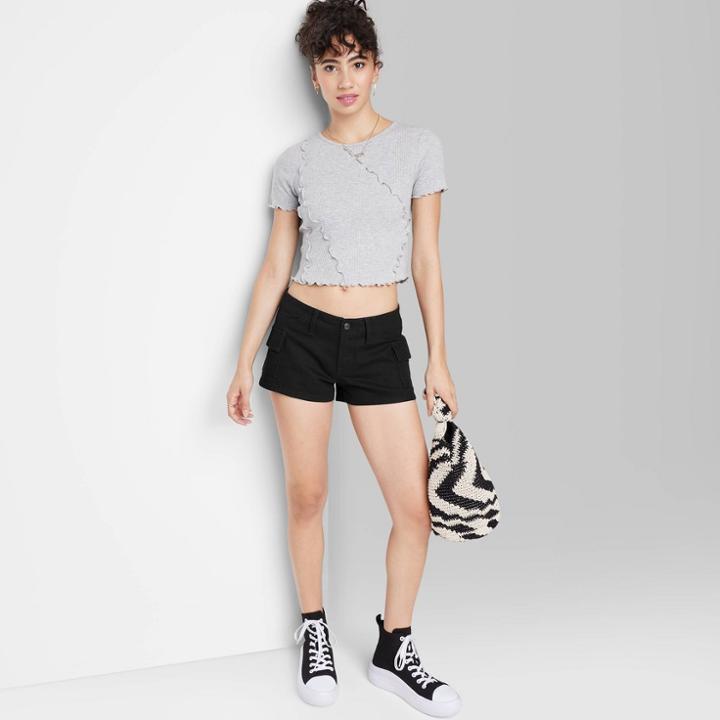Women's Low-rise Cargo Utility Jean Shorts - Wild Fable Black