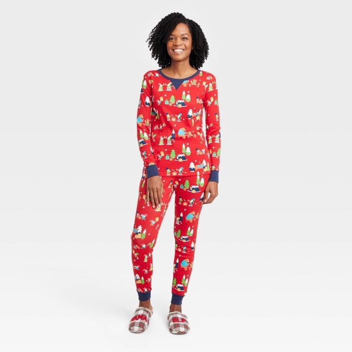 Women's Holiday Gnomes Print Matching Family Pajama Set - Wondershop Red